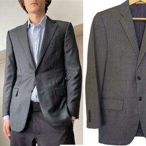 Ermenegildo Zegna Grey Single Breasted Trim Fit Wool Blazer